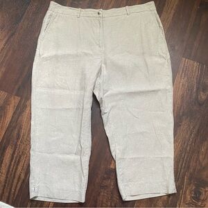 LL Bean 100% Linen Cropped Pants Classic Fit Petite‎ Sz 18 Petite Beige Guc